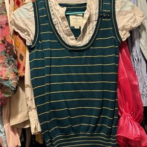 Teal and yellow sweater vest top